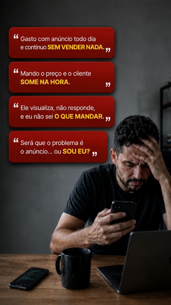 Pensamentos de quem perde vendas no WhatsApp
